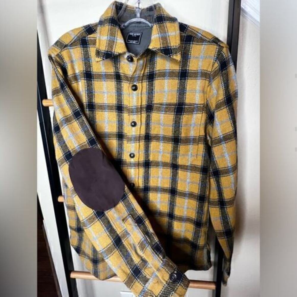 New ▶️ Todd Snyder ◀️ Collared Wool-Blend Gold / Blue Plaid Flannel Shirt XS